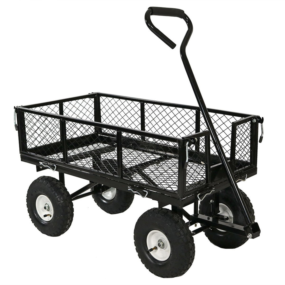 Heavy Duty Black Wheelbarrow Steel Log Garden Cart - Tampa Home & Garden Store