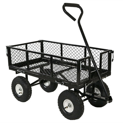 Heavy Duty Black Wheelbarrow Steel Log Garden Cart - Tampa Home & Garden Store