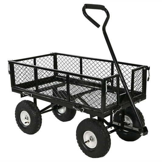 Heavy Duty Black Wheelbarrow Steel Log Garden Cart - Tampa Home & Garden Store