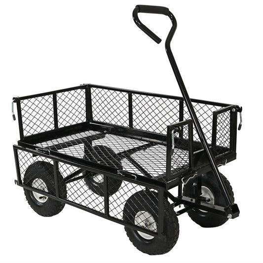 Heavy Duty Black Wheelbarrow Steel Log Garden Cart - Tampa Home & Garden Store