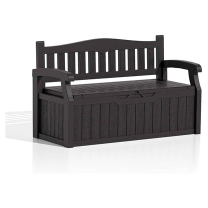 Heavy Duty Brown Plastic Outdoor Storage Garden Bench Patio Deck Box - Tampa Home & Garden Store