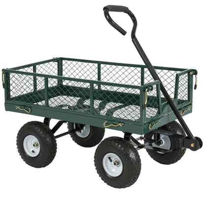 Heavy Duty Green Steel Garden Utility Cart Wagon with Removable Sides - Tampa Home & Garden Store