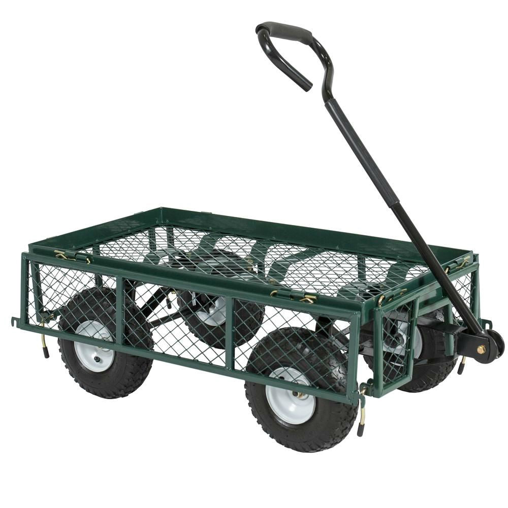 Heavy Duty Green Steel Garden Utility Cart Wagon with Removable Sides - Tampa Home & Garden Store