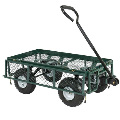 Heavy Duty Green Steel Garden Utility Cart Wagon with Removable Sides - Tampa Home & Garden Store