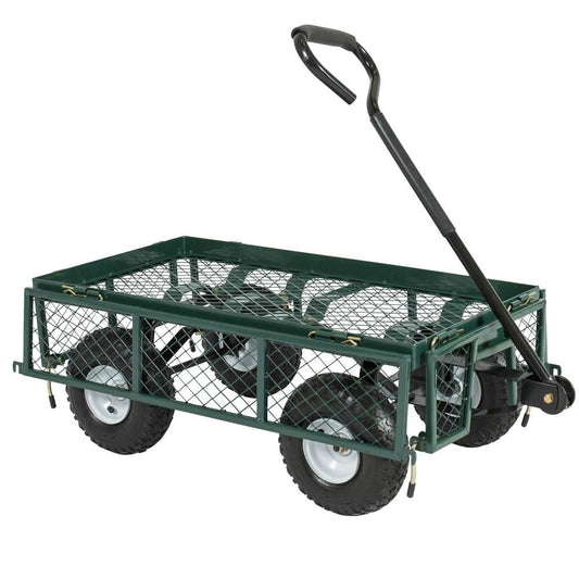 Heavy Duty Green Steel Garden Utility Cart Wagon with Removable Sides - Tampa Home & Garden Store