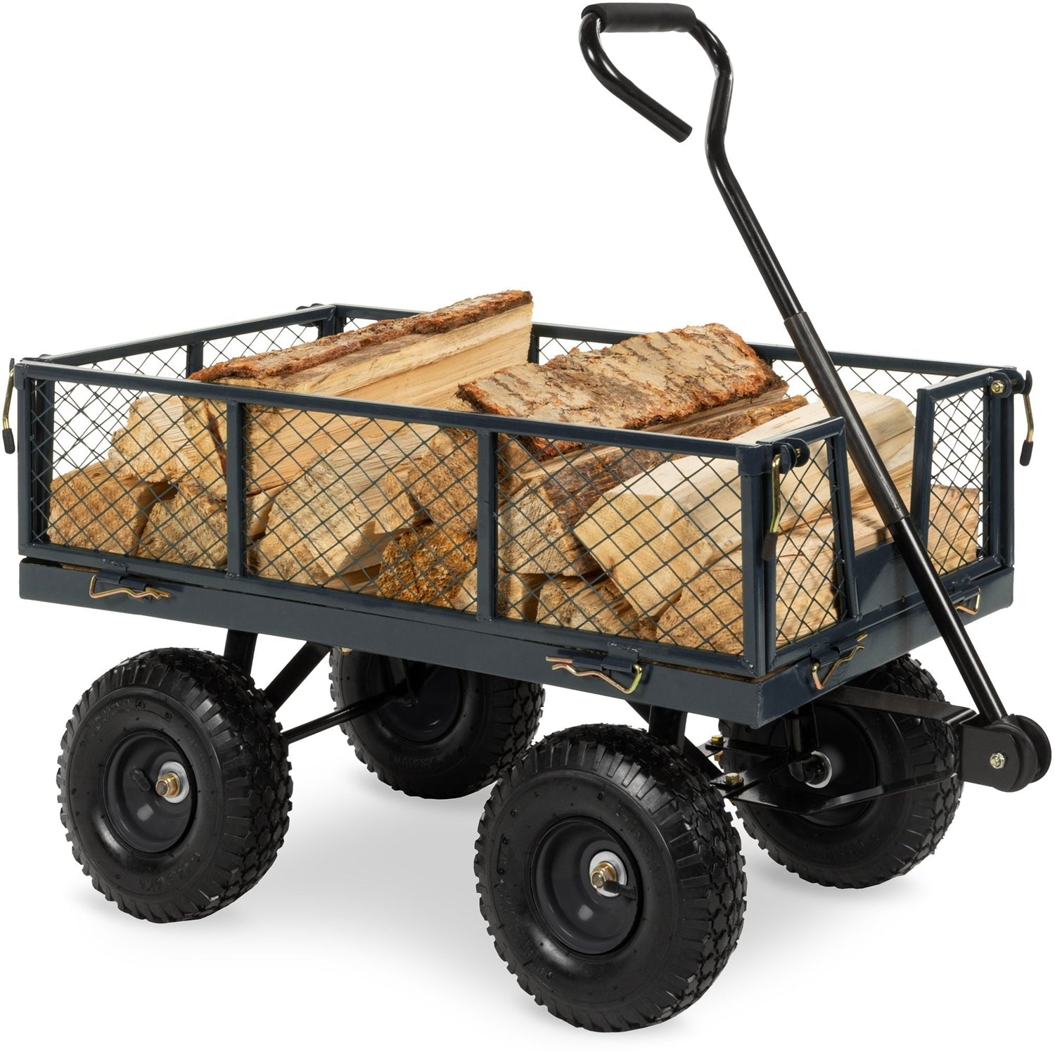 Heavy Duty Grey Steel Garden Utility Cart Wagon with Removable Sides - Tampa Home & Garden Store