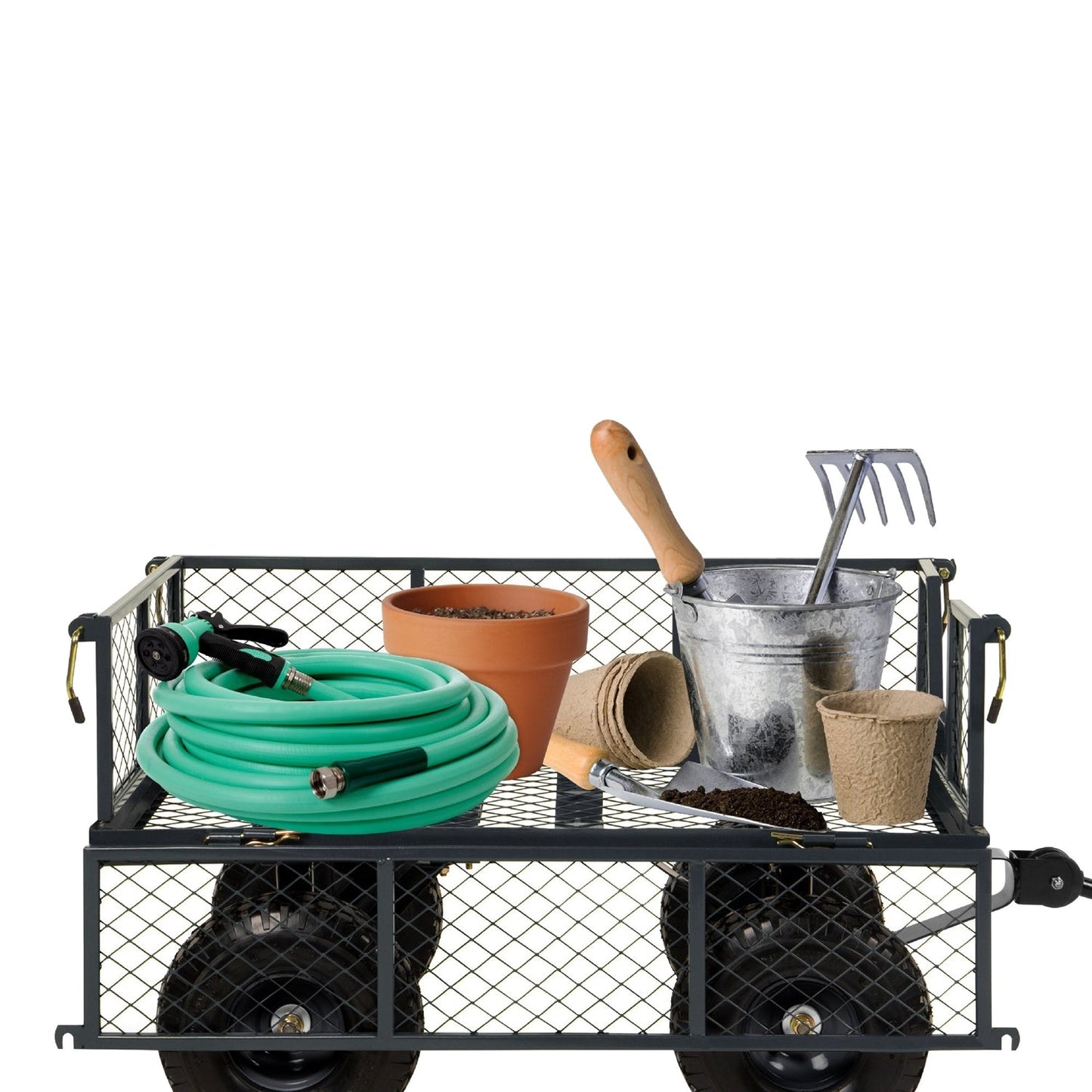 Heavy Duty Grey Steel Garden Utility Cart Wagon with Removable Sides - Tampa Home & Garden Store
