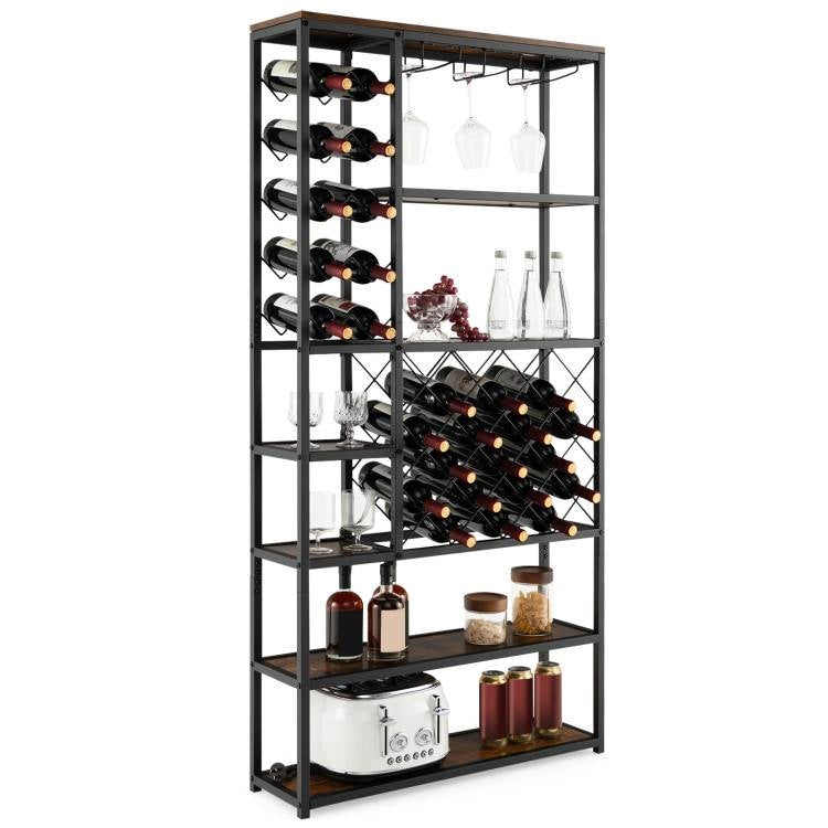 Heavy Duty Industrial Metal Wood 6 Tier Wine Rack Kitchen Storage Shelving Unit - Tampa Home & Garden Store