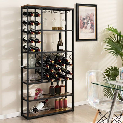 Heavy Duty Industrial Metal Wood 6 Tier Wine Rack Kitchen Storage Shelving Unit - Tampa Home & Garden Store