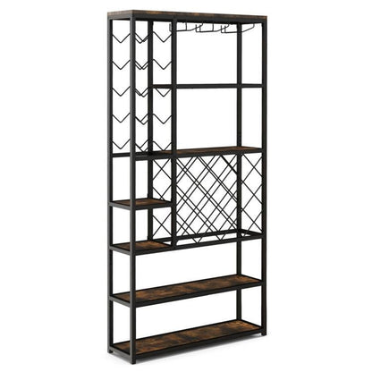 Heavy Duty Industrial Metal Wood 6 Tier Wine Rack Kitchen Storage Shelving Unit - Tampa Home & Garden Store