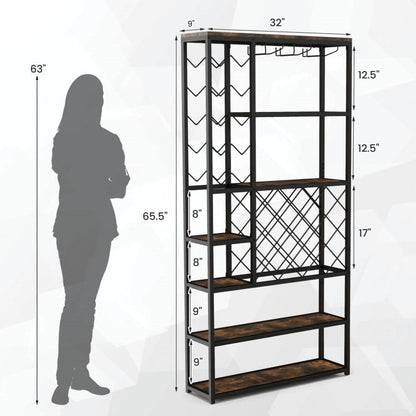 Heavy Duty Industrial Metal Wood 6 Tier Wine Rack Kitchen Storage Shelving Unit - Tampa Home & Garden Store