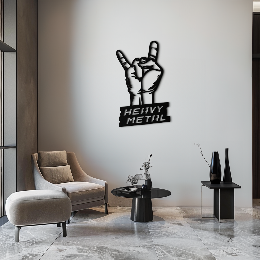 Heavy Metal Hand Sign Metal Wall Art – Bold Rock-Inspired Décor for Music Lovers- KAF700 - Tampa Home & Garden Store