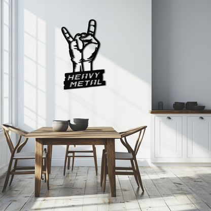 Heavy Metal Hand Sign Metal Wall Art – Bold Rock-Inspired Décor for Music Lovers- KAF700 - Tampa Home & Garden Store