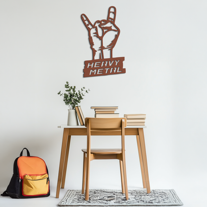 Heavy Metal Hand Sign Metal Wall Art – Bold Rock-Inspired Décor for Music Lovers- KAF700 - Tampa Home & Garden Store