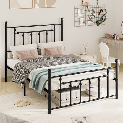 Base de cama de metal resistente de tamaño matrimonial/queen/individual con cabecero-tamaño matrimonial