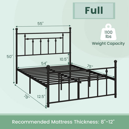 Base de cama de metal resistente de tamaño matrimonial/queen/individual con cabecero-tamaño matrimonial