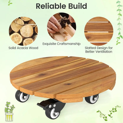 Rolling Plant Stand Set 2 With Lockable Casters