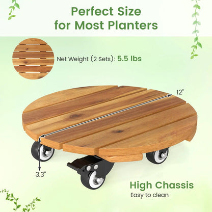 Rolling Plant Stand Set 2 With Lockable Casters