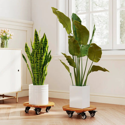Rolling Plant Stand Set 2 With Lockable Casters