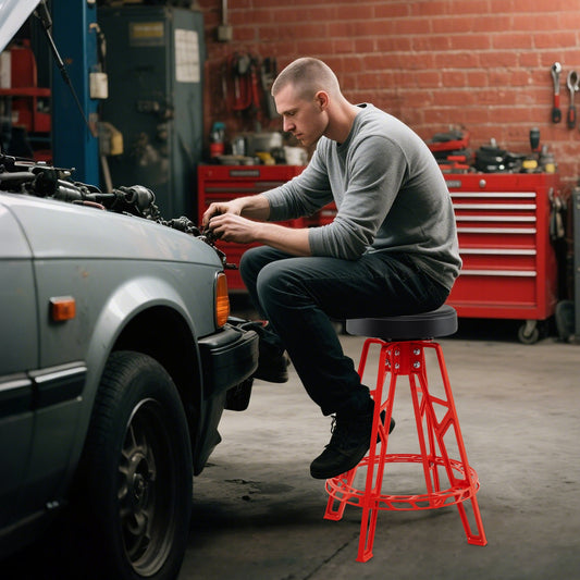 Heavy-Duty Aluminum Garage Bar Chair with 360¬∞ Swiveling Seat-Red - Tampa Home & Garden Store
