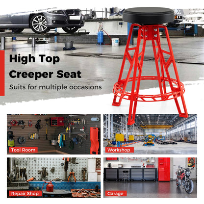 Heavy-Duty Aluminum Garage Bar Chair with 360¬∞ Swiveling Seat-Red