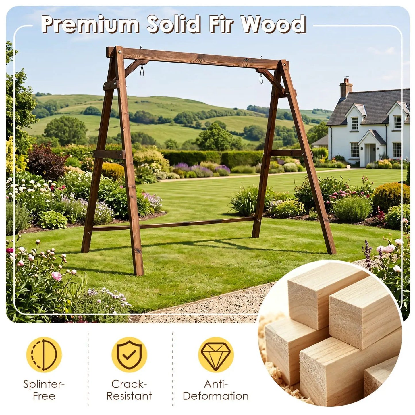 Carbonized Fir Wood Swing Frame for 880 Capacity