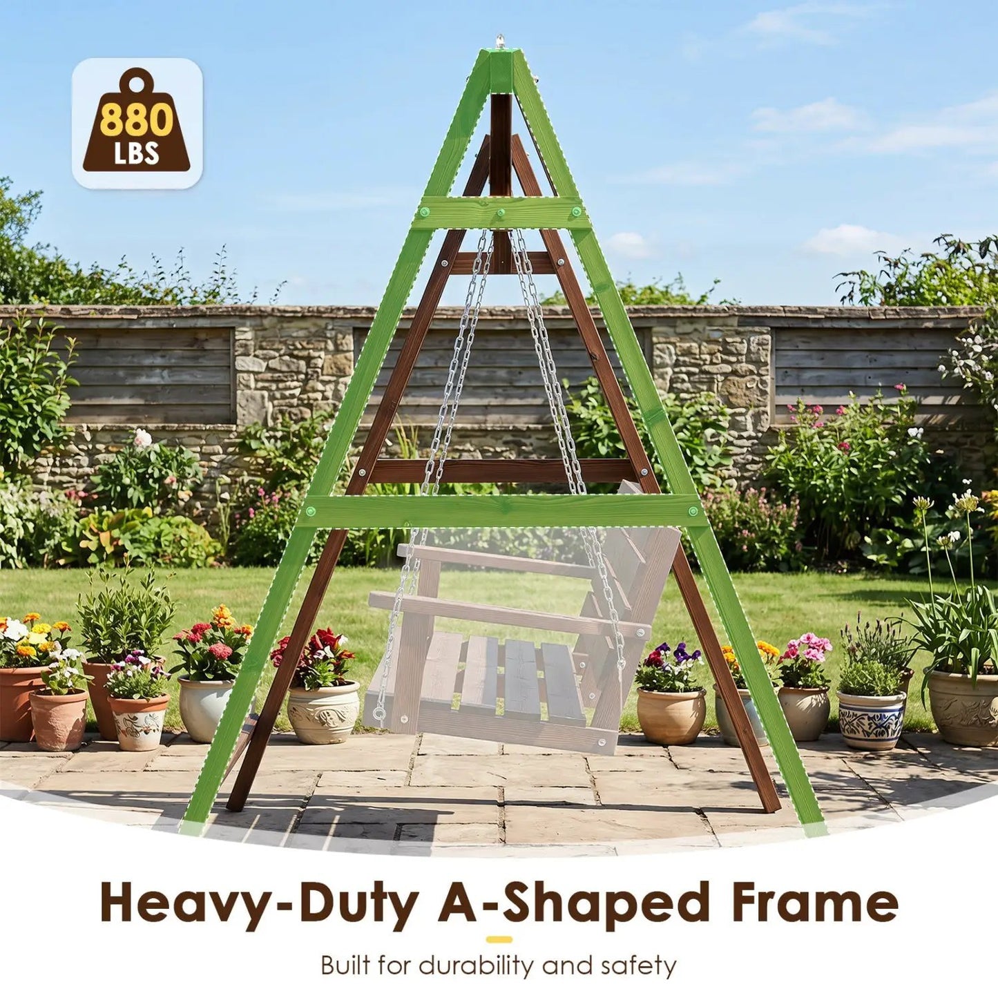 Carbonized Fir Wood Swing Frame for 880 Capacity