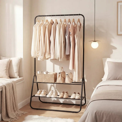 Durable Clothes Rack With Hanging Rod and Shelves