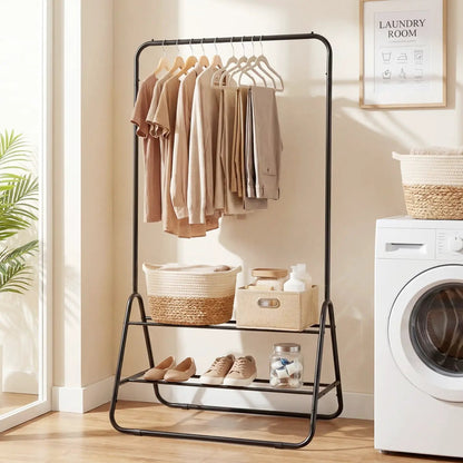 Durable Clothes Rack With Hanging Rod and Shelves