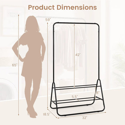 Durable Clothes Rack With Hanging Rod and Shelves