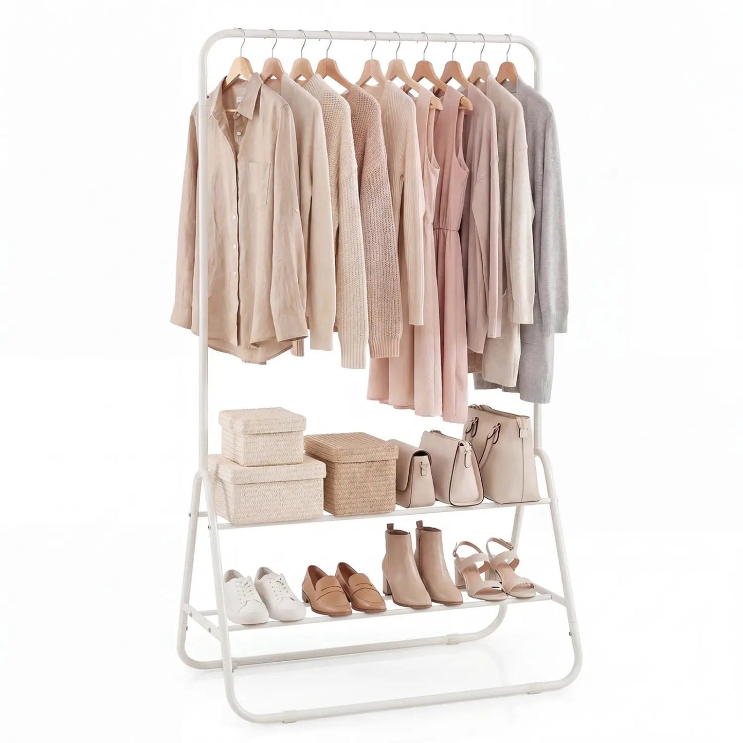 Durable Clothes Rack With Hanging Rod and Shelves