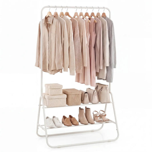 Durable Clothes Rack With Hanging Rod and Shelves