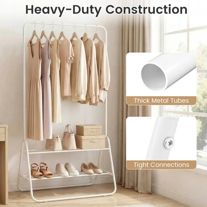 Durable Clothes Rack With Hanging Rod and Shelves