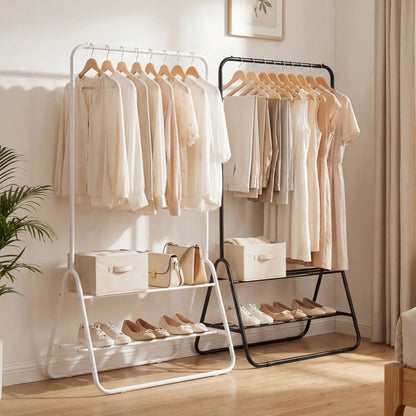 Durable Clothes Rack With Hanging Rod and Shelves