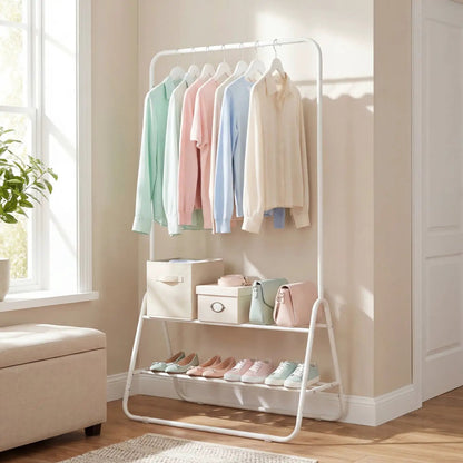 Durable Clothes Rack With Hanging Rod and Shelves