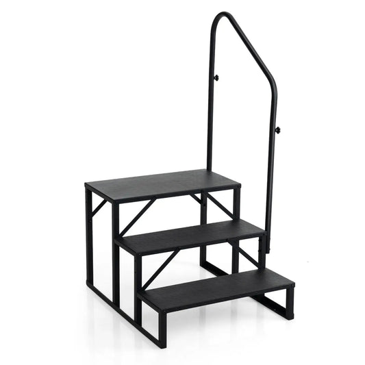 DirectDeals hot tub stair with 3 wide anti-slip platforms, black metal frame pool steps on Tampa Home & Garden Store