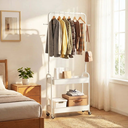 Heavy Duty Laundry Cart with Rod and Baskets