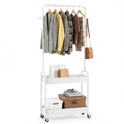 Heavy Duty Laundry Cart with Rod and Baskets
