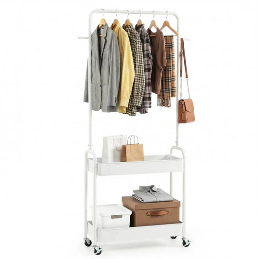 Heavy Duty Laundry Cart with Rod and Baskets