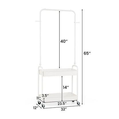 Heavy Duty Laundry Cart with Rod and Baskets