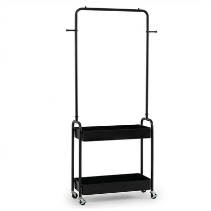 Heavy Duty Laundry Cart with Rod and Baskets