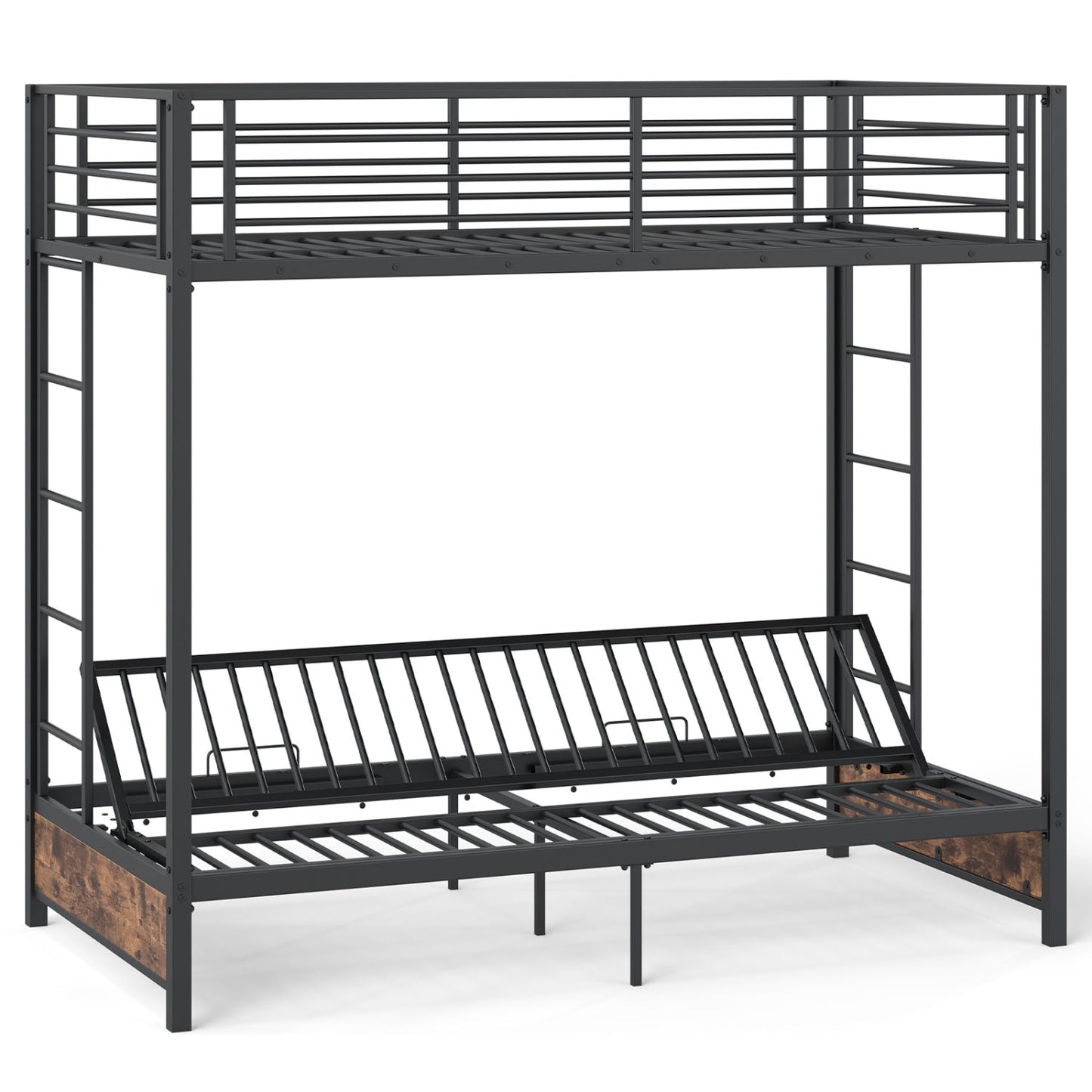 Heavy Duty Metal Bunk Bed Frame with Headboard