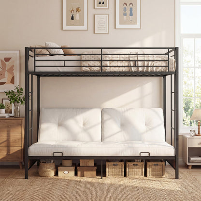 Heavy Duty Metal Bunk Bed Frame with Headboard