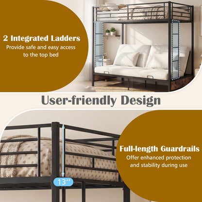 Heavy Duty Metal Bunk Bed Frame with Headboard