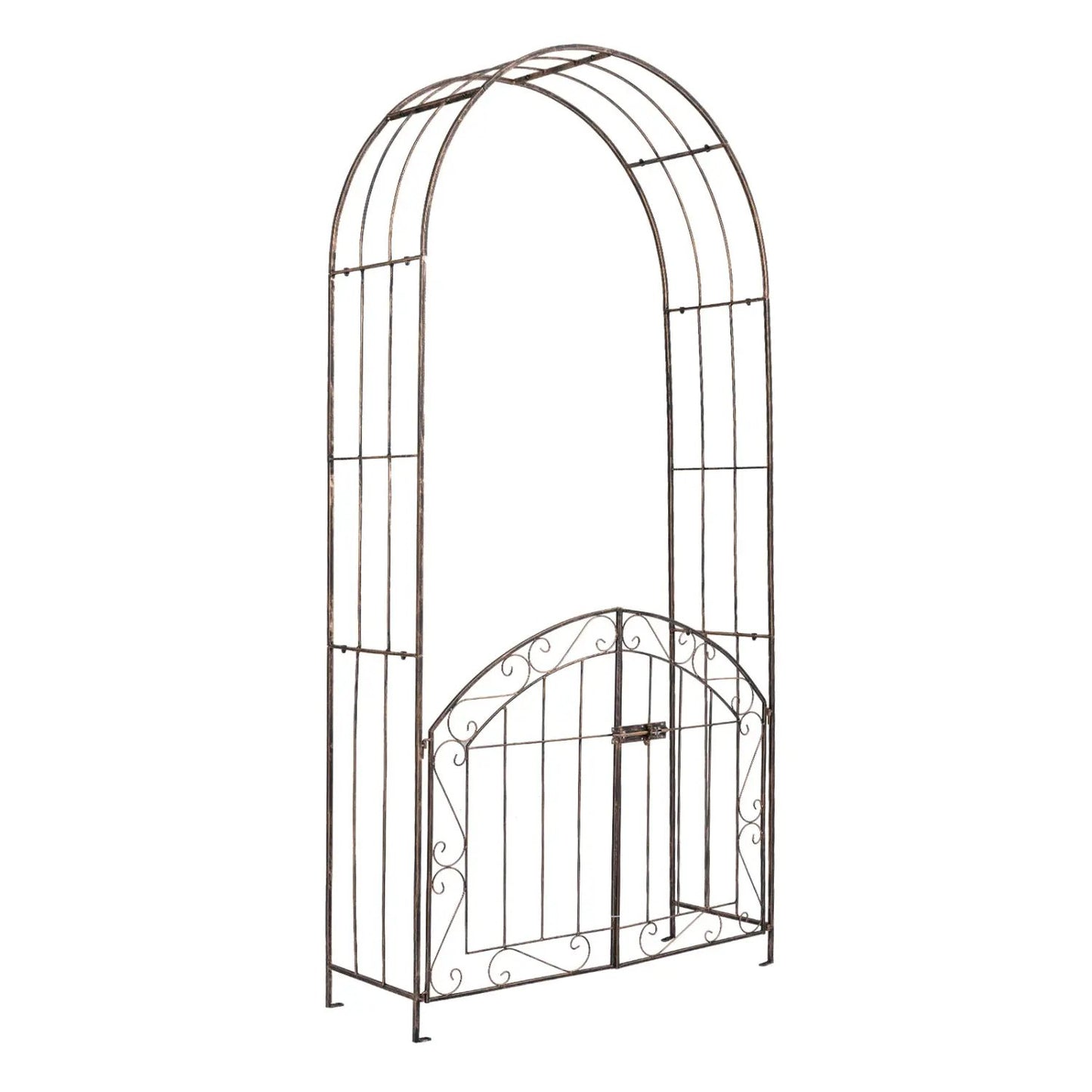 Metal Garden Arch With Gate and Safety Latch