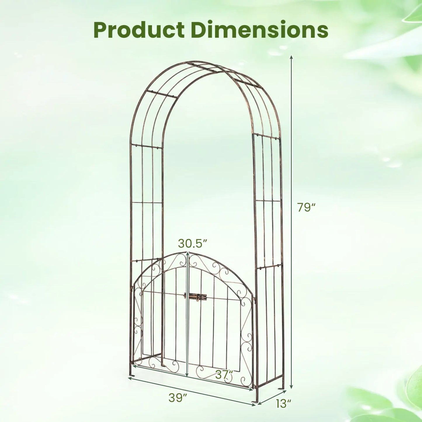 Metal Garden Arch With Gate and Safety Latch