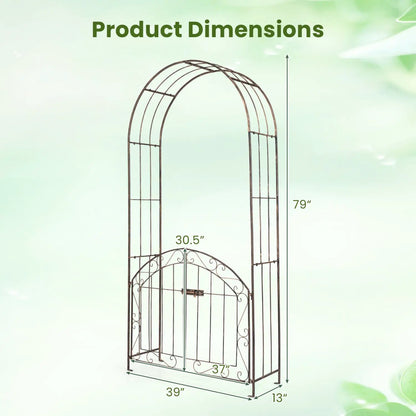 Metal Garden Arch With Gate and Safety Latch