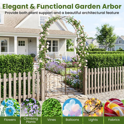 Metal Garden Arch With Gate and Safety Latch