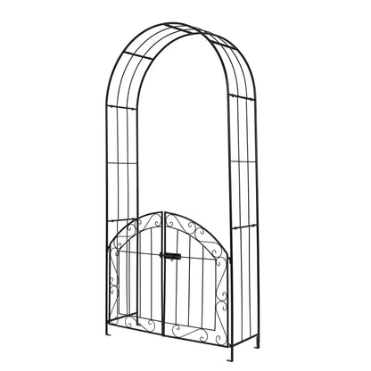 Metal Garden Arch With Gate and Safety Latch