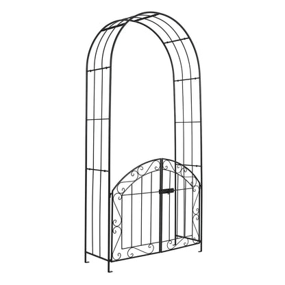 Metal Garden Arch With Gate and Safety Latch